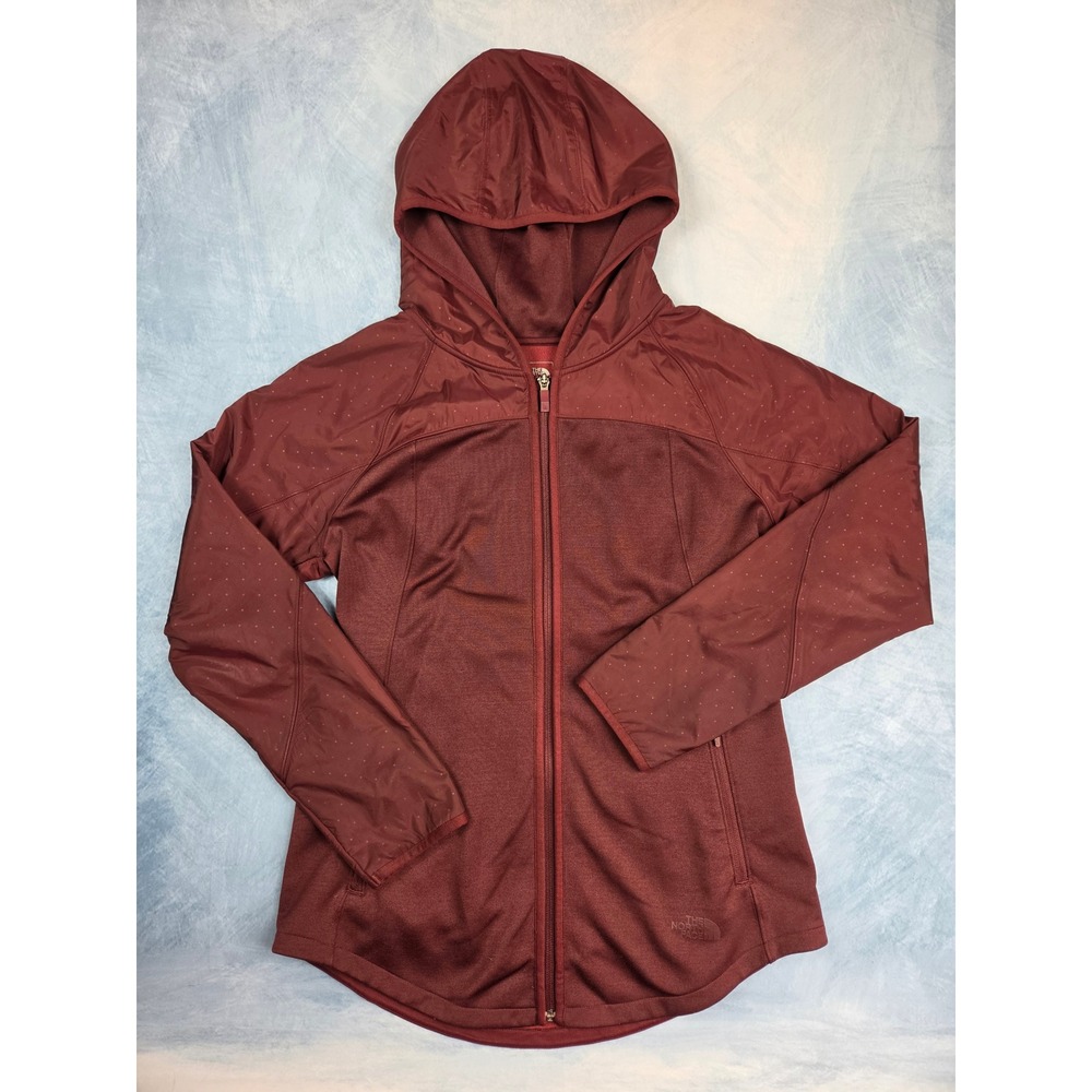 The North Face Recover Up Women Jacket XL Maroon Hooded Fleece Full Zip 2THP